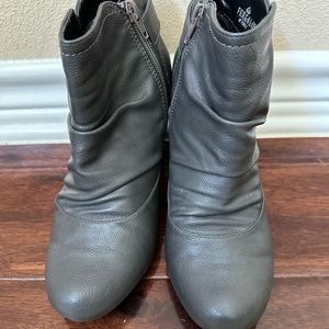 Women’s Fergalicious grey ankle heeled boots